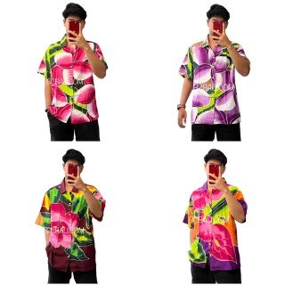 Hot Sale Men Shirt Rayon Hand Painted Floral Design High Quality